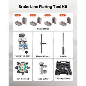 Kit Profesional de Herramientas para Abocardar Doble Burbuja a 45 Grados, 3/16" 1/4" 5/16" 3/8", para Líneas de Freno de Cobre y Aluminio - Product Image 6