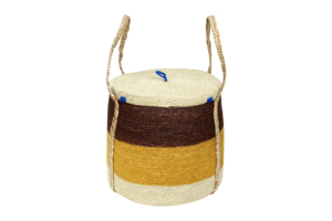 Striped <b>Seagrass</b> Eco-Friendly Storage <b>Baskets</b> with Handles Circle Shape Rustic Multifunctional Home Decor for Neatening - Product Image 2