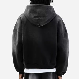 Sudadera Unisex de Algodón 100% con Cremallera, Estilo Vintage, Lavado Ácido, Bordada, de Corte Holgado y Hombros Caídos, para Hombre, OEM/ODM - Product Image 3