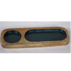 Plato de aperitivo de madera orgánica de alta calidad, cuenco de madera con mango de madera, plato para servir ensalada, vajilla, utensilios de cocina - Product Image 2