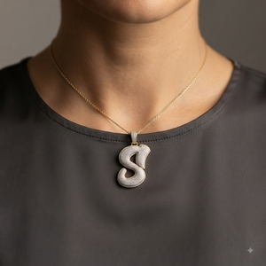 Colgante de Diamantes con Letra Cursiva Grande del Alfabeto, Personalizado con Iniciales, Estilo Hip Hop, de Plata 925 para Hombre, Chapado en Rodio con Moissanita - Product Image 2