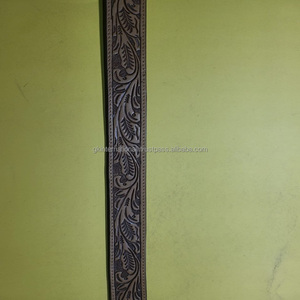 Nouvelle ceinture western en cuir véritable pleine fleur, personnalisée et gravée à la main, avec boucle en cuir à motif feuille, pour homme et femme - Product Image 1