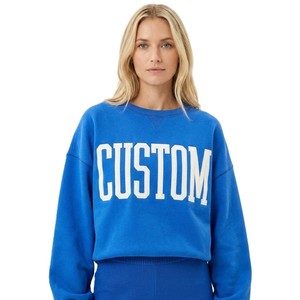 Y2K Royal Blue Sweatshirts Custom Crewneck Hoodies Unisex Bulk Wholesale OEM Manufacturer Private Label Fashion Apparel Supplier - Product Image 1
