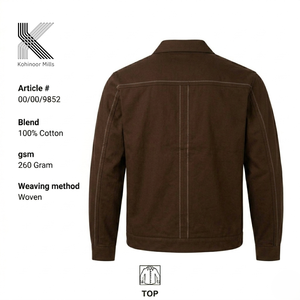 Best Selling Custom Men’s Cotton Twill Filled <b>Lined</b> Long Sleeve Button Down Winter <b>Coat</b> Zipper Up Jacket for Men Full Sleeve - Product Image 2