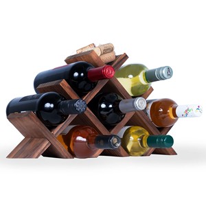 Estante para 8 Botellas de Vino de Madera de Acacia con Soporte para Copas - Almacenamiento de Madera al por Mayor - Product Image 5