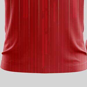 เสื้อยืดแขนสั้นลายทางสีแดงแบบยูนิเซ็กซ์ สำหรับงานพิมพ์ซับลิเมชั่น ป้องกันแบคทีเรีย น้ำหนักเบา ระบายอากาศได้ดี ผลิตจากโพลีเอสเตอร์ 100% เหมาะสำหรับเล่นกีฬา - Product Image 4