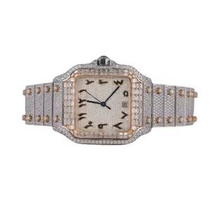 Montre mécanique pour homme de qualité supérieure en or rose blanc personnalisée avec diamants Moissanite VVS certifiés - Product Image 3