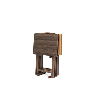 4 Piece Rustic Espresso Rubberwood <b>Folding</b> TV <b>Tray</b> <b>Table</b> Set with Storage Rack - Product Image 4