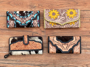 กระเป๋าคลัทช์มือแกะสลักแบบมือกระเป๋าเงินหนังวัวมีสไตล์กระเป๋าเงินหนังตะวันตกมาใหม่อเนกประสงค์ - Product Image 5