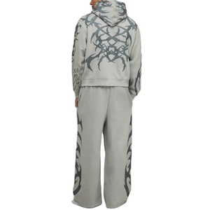 Survêtement d'hiver pour homme de qualité supérieure, 100 % coton épais, à capuche, décontracté, coupe ample, respirant, écologique et durable, couleur unie - Product Image 2