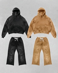 Conjunto Deportivo Informal Unisex con Estampado Animal, Sudadera con Capucha y Pantalones de Algodón de Color Sólido, Dos Piezas, Corte Holgado, Ropa de Otoño - Product Image 6