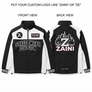 เสื้อแจ็คเก็ตซอฟต์เชลล์โพลีเอสเตอร์พรีเมียม 220 GSM สีดำขาว กันลม ระบายอากาศได้ดี เป็นมิตรกับสิ่งแวดล้อม มีฮู้ด ซิปเต็มตัว สไตล์ลำลอง - Product Image 1