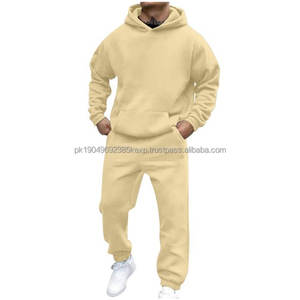 Ensemble deux pièces automne-hiver pour hommes et femmes, survêtement décontracté en polaire chaud uni, à capuche surdimensionnée, sweat-shirt à manches longues, ensemble de sport - Product Image 1