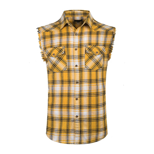 Service OEM – Nouveaux T-shirts sans manches en flanelle pour hommes, en coton, anti-plis, doux et confortables, grandes tailles, avec empiècements, pour le printemps - Product Image 1