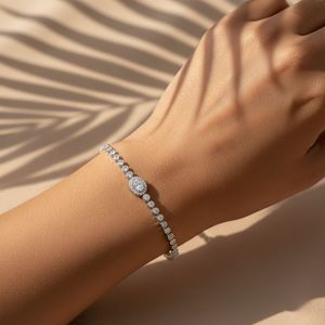 3.00CTW Oval & Round Shape Lab-Grown Diamond Classic Tennis <b>Bracelet</b> - Product Image 3
