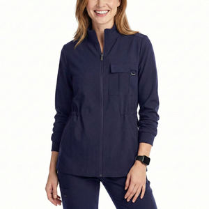 Blouse médicale personnalisée avec logo, poignets côtelés, col montant, prix de gros, uniformes professionnels de santé OEM, blouses de travail - Product Image 1