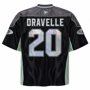 Camiseta de Fútbol Americano Negra Personalizada para Hombre, Número 20, Sublimada, de Malla, Cuello en V, Manga Corta, Transpirable, Ropa Deportiva - Product Image 2