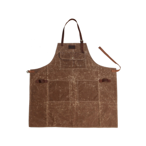 Brown Leather <b>Apron</b> With Pockets And Adjustable Straps For Workshop Use - Product Image 3