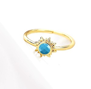 Wholesale Handmade 6 MM <b>Turquoise</b> Gemstone Sunburst <b>Ring</b> for Women - Product Image 1
