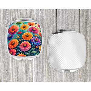 Colorful Zinnias Compact Folding Handheld <b>Makeup</b> <b>Mirror</b> <b>for</b> Women Travel-friendly Decorative Pocket <b>Mirror</b> Gift - Product Image 4
