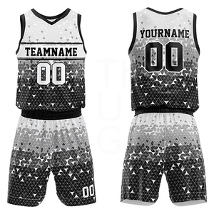 ชุดเสื้อบาสเก็ตบอลแบบซับลิเมชั่นสั่งทำพิเศษ คอวี แขนกุด ลายพิมพ์เรขาคณิต ระบายเหงื่อได้ดี ไซส์พลัส ผลิตจากโพลีเอสเตอร์ 100% - Product Image 1