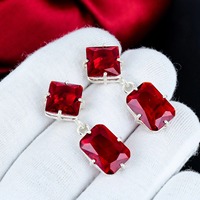 Belle boucle d'oreille en grenat rouge, boucle d'oreille en argent sterling 925, boucle d'oreille faite à la main, boucle d'oreille antique, pierre précieuse en grenat rouge, cadeaux pour elle