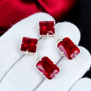 Beautiful <b>Red</b> Garnet <b>Earring</b>, 925 Sterling Silver <b>Earring</b>, Handmade <b>Earring</b>, Antique <b>Earring</b>, <b>Red</b> Garnet Gemstone, Gifts For har - Product Image 1