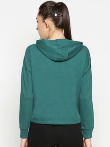 Sudadera con Capucha Verde para Mujer, con Estampado de Letras, Corte Casual, 100% Algodón Tejido, Transpirable, para Otoño - Product Image 2