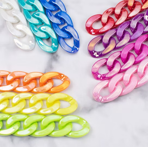 Chaîne à maillons en résine artisanale, couleurs arc-en-ciel, vente en gros, fabrication de chaînes à maillons en résine à prix avantageux - Product Image 1