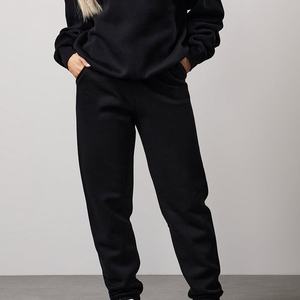 Pantalon de jogging pour femme, OEM personnalisé, taille élastique oversize, en molleton bouclette doux uni, coupe droite à jambe large, pantalon de sport - Product Image 5