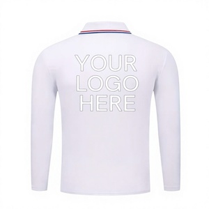 Men's White Long Sleeve Polo Shirt Embroidered Logo Front Casual Oxford Cotton Breathable Regular Fit - Product Image 3