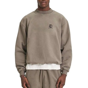Sweat-shirt à col rond 100% coton pour homme, poids lourd, avec logo personnalisé et col montant, pour la saison d'automne - Product Image 1