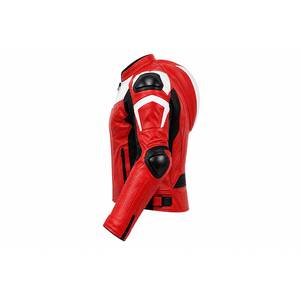 Chaqueta de cuero personalizada para carreras de motos con armadura protectora aerodinámica y paneles perforados. - Product Image 4