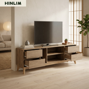 Modern Durable Wood <b>TV</b> <b>Stand</b> 65 in and up Scandinavian Style Living Room Furniture with Storage Drawers and Shelves Freestanding - Product Image 1