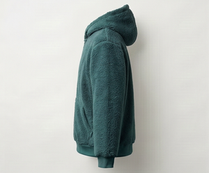 Sweat-shirt à capuche en molleton vert foncé pour homme, coupe classique, couleur unie, vêtement d'hiver décontracté, style pull tricoté - Product Image 4