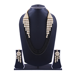 Conjunto de Joyería para Mujer Estilo Bohemio, Chapado en Oro Indio, Aleación Negra con Circones, Collar y Aretes para Compromiso, Boda o Fiesta - Product Image 1