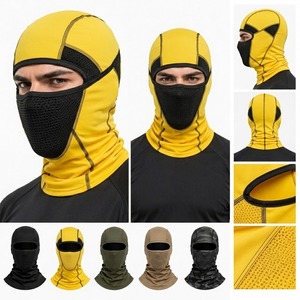 HAMILO SPORTS Cagoule respirante rayée réglable, cache-visage intégral, masque de ski, cache-cou, extérieur, unisexe, adulte, 100% coton - Product Image 1