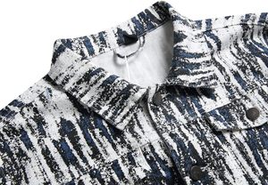 Veste en jean imprimée pour homme, col rabattu, style décontracté, simple boutonnage, longueur standard, fermeture boutonnée, en vente - Product Image 2