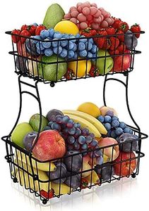 Panier à légumes en fer à 2 niveaux au design magnifique, de qualité supérieure, couleur noire, pour le stockage des fruits en vrac - Product Image 5