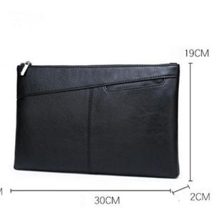 Pochette Homme Décontractée Chic Légère Grande Capacité en Cuir PU Souple Imperméable avec Fermeture Éclair Broderie Style Tendance ISO - Product Image 1