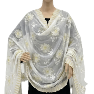 ผ้าคลุมไหล่ชีฟองสำหรับผู้หญิง AHE-Textile ลายดอกไม้ปักประดับคริสตัล น้ำหนักเบา ระบายอากาศได้ดี 100 กรัม ผ้าพันคอสไตล์ชาติพันธุ์ตะวันออกกลาง สำหรับใช้ในชีวิตประจำวัน - Product Image 1