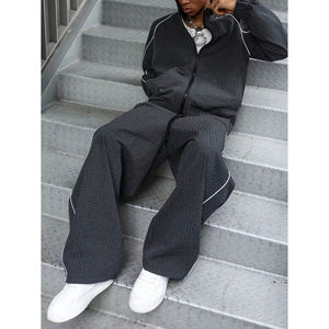 Survêtements unisexes en molleton respirant avec logo imprimé par transfert thermique style graffiti personnalisé, pantalons évasés superposés et sweat-shirts pour hommes - Product Image 6