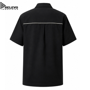Premium <b>Men</b> Modern Minimalist Sporty <b>Cuban</b> Collar Short Sleeve <b>Shirt</b> Relaxed Fit Vertical Panel Button-Down Top Summer - Product Image 2