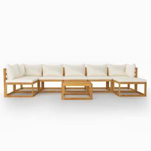 Conjunto de Muebles de Jardín de Madera de Acacia Sólida en Color Crema con Acabado Aceitado - Product Image 3