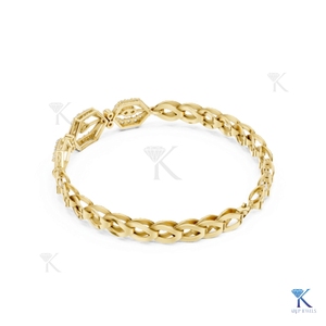 Lab Grown Diamond Geometric Hexagon Station Link <b>Bracelet</b> 14K <b>Solid</b> Gold Fine Unisex Luxury Jewelry Party Gift Manufacturer - Product Image 5
