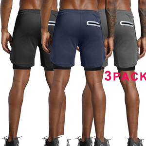 Pantalones Cortos Deportivos para Hombre 2 en 1 con Forro de Compresión, Pantalones Cortos de Gimnasio con Bolsillo para Teléfono, Proveedor Mayorista OEM - Product Image 4