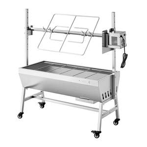 Kit de rôtissoire électrique 38W, barbecue en acier inoxydable pour l'extérieur, rôtissoire à porc et à agneau, 7 niveaux de hauteur, roues, 132 LBS, camping - Product Image 1