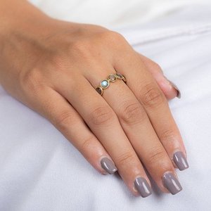 18K Gold Labradorite Eternity Band-<b>Resizable</b> Wedding <b>Ring</b> with Pave Setting - Product Image 4