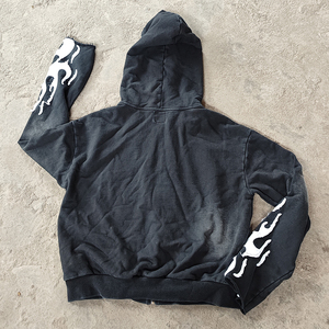 Custom Acid Wash Tracksuit Heavyweight Cotton Distressed <b>Embroidery</b> Patch Cropped Sweatpants <b>Set</b> for Men Sweatsuit - Product Image 4