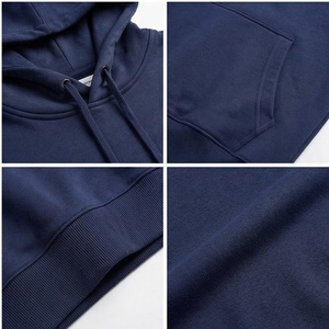 Sweat-shirt à capuche bleu marine pour homme, coupe classique, en molleton de coton, pull décontracté avec poche avant, vêtement d'automne - Product Image 4